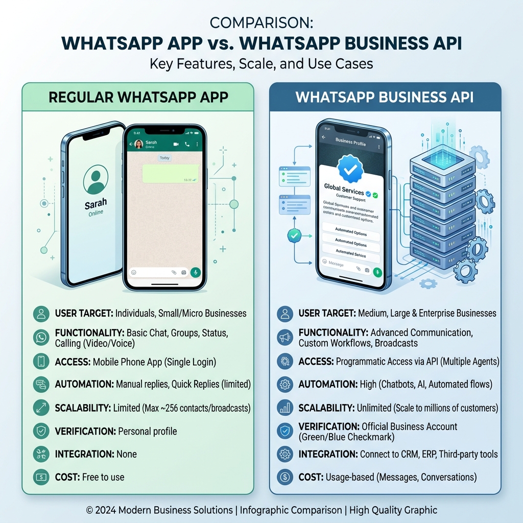 WhatsApp Business API vs Regular: Discover the Core Differences